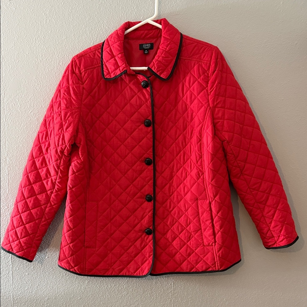 Jones New York Red Quilted Jacket Medium